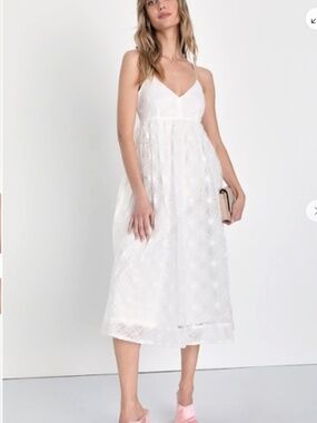 LULU's Chic Bridal Shower Reception Elegant Bustier Floral Wedding Midi Dress